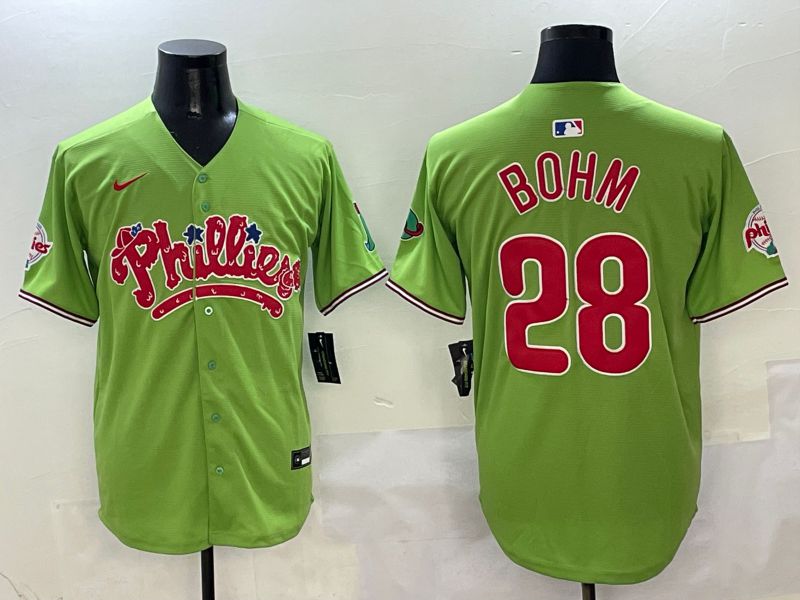 Men Philadelphia Phillies 28 Bohm Green Five generations Nike 2025 MLB Jersey style 1